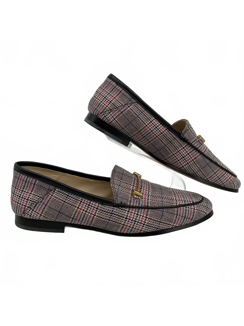 Sam Edelman Black Pink Plaid Loafers | Women’s Size 7.5